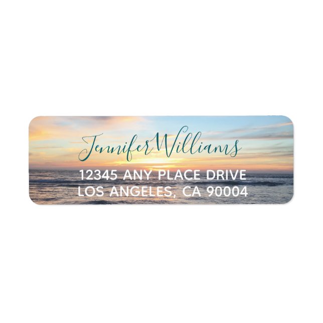 Beach Sunset Photography Beautiful Custom Return Address Label (Front)