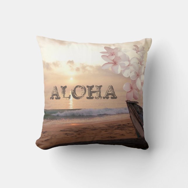 Beach Sunset Plumeria  ,Aloha Cushion (Front)