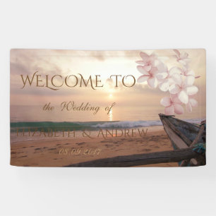 Beach Sunset Plumeria  Wedding Banner