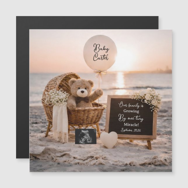 beach sunset pregnancy announcement teddy keepsake (Front/Back)