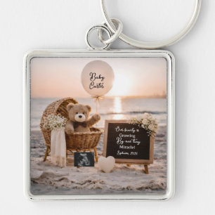 beach sunset pregnancy announcement teddy keepsake key ring