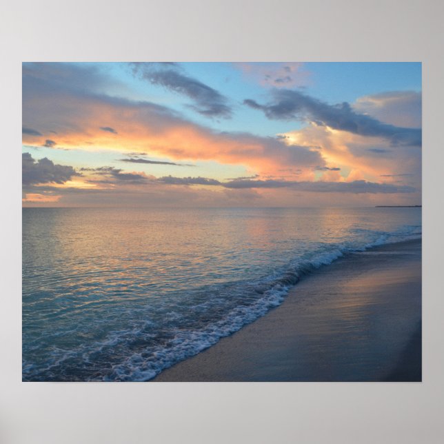 Beach Sunset Reflections On The Water Photographic Poster (Front)