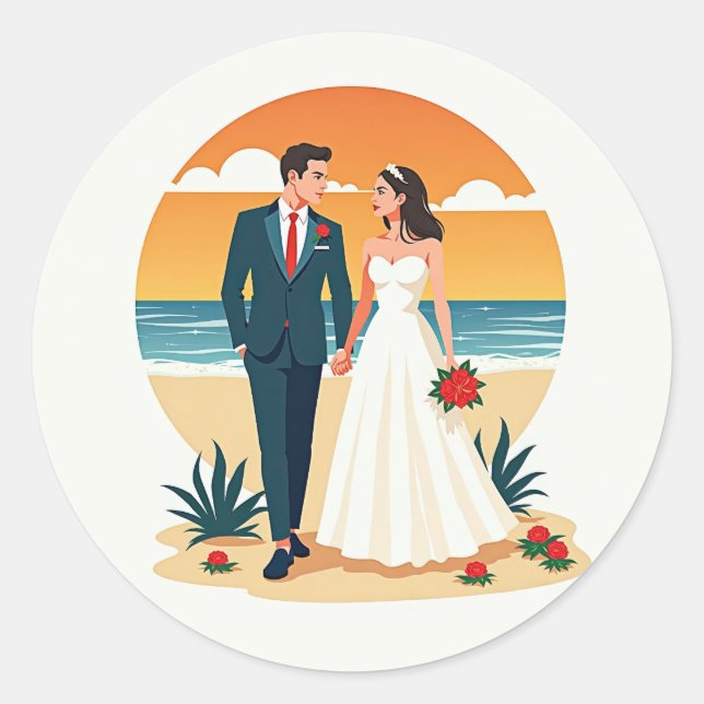Beach Sunset Romance Sticker (Front)