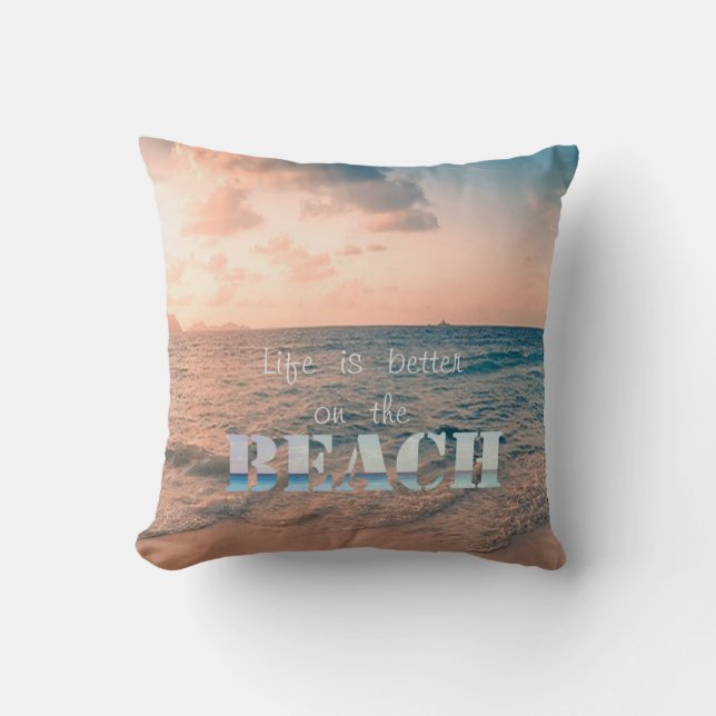 Beach Sunset , Sand, Ocean ,Sky Cushion (Front)