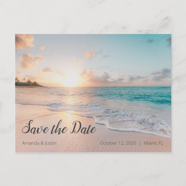 Beach Sunset Save the Date Postcard (Front)