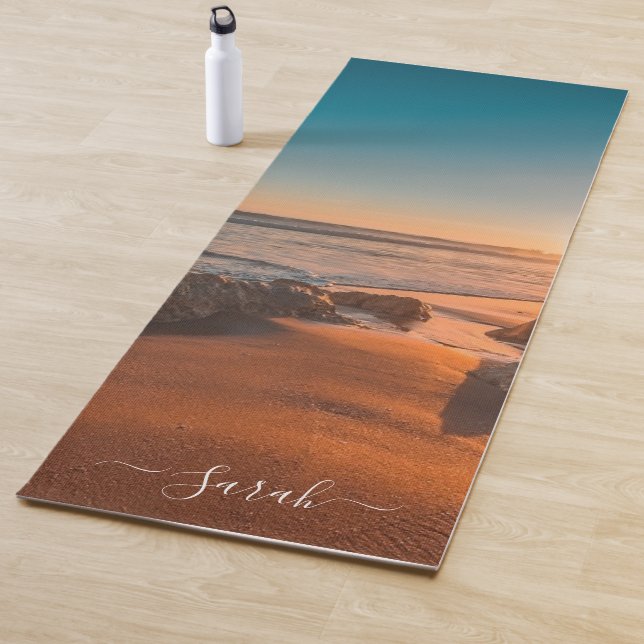 Beach Sunset Sea Scenic Personalised Yoga Mat (In Situ)