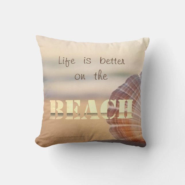 Beach Sunset Seashell  Cushion (Front)