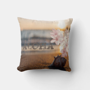 Beach Sunset Seashell, Plumeria ,Aloha Cushion