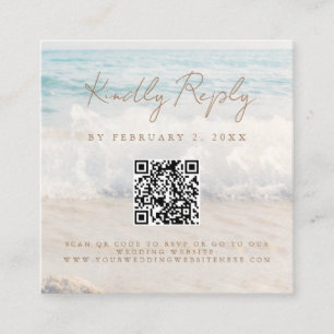 Beach Sunset Seaside Wedding Scan Code RSVP Enclosure Card