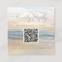Beach Sunset Seaside Wedding Scan Code RSVP