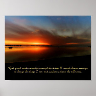Beach sunset serenity prayer  Poster