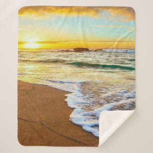 Beach Sunset Sherpa Blanket