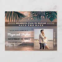 Beach Sunset String Lights Photo Save the Date