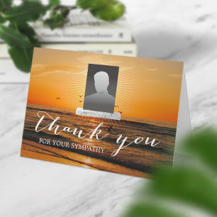Beach Sunset Sympathy Memorial Photo Thank You Card