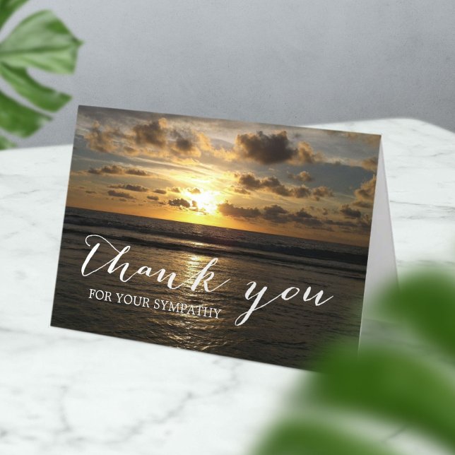 Beach Sunset Sympathy Memorial Thank You Card (Creator Uploaded)