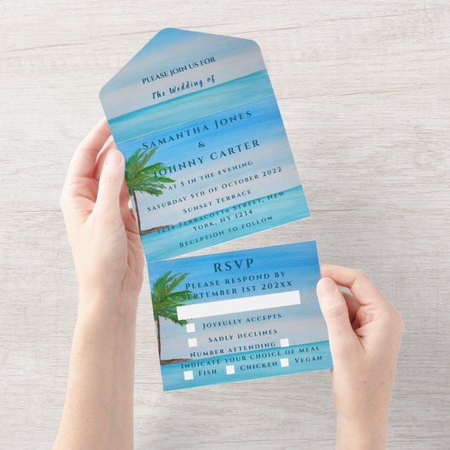 Beach Sunset Tropical Destination Hawaii Summer  All In One Invitation (Tearaway)
