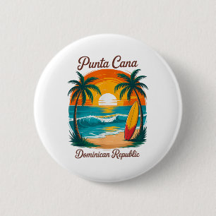 Beach Sunset Vacation Trip Punta Cana Dominican Re 6 Cm Round Badge
