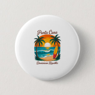 Beach Sunset Vacation Trip Punta Cana Dominican Re 6 Cm Round Badge