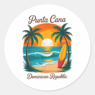 Beach Sunset Vacation Trip Punta Cana Dominican Re Classic Round Sticker