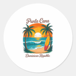 Beach Sunset Vacation Trip Punta Cana Dominican Re Classic Round Sticker