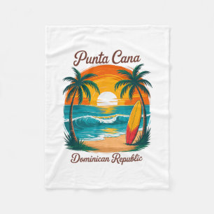 Beach Sunset Vacation Trip Punta Cana Dominican Re Fleece Blanket