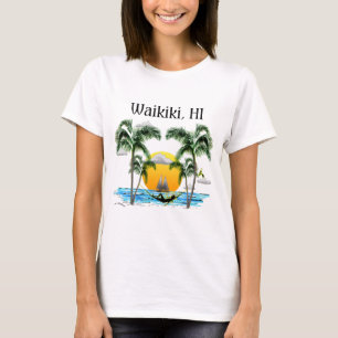 Beach Sunset Waikiki Hawaii T-Shirt