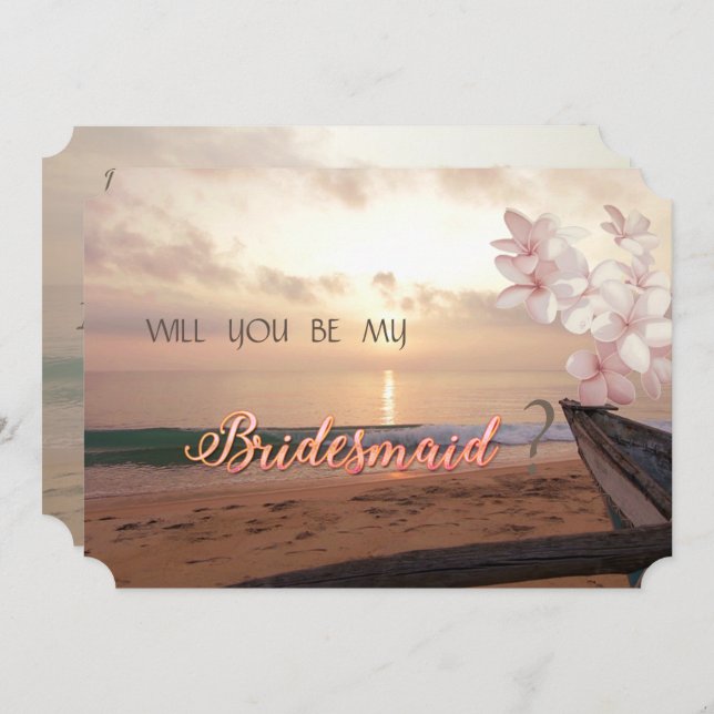 Beach Sunset Wedding,Plumeria  Bridesmaid Card (Front/Back)