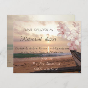 Beach Sunset Wedding,Plumeria  Rehearsal Dinner Invitation