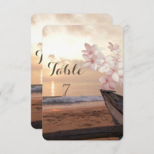 Beach Sunset Wedding,Plumeria Table Card