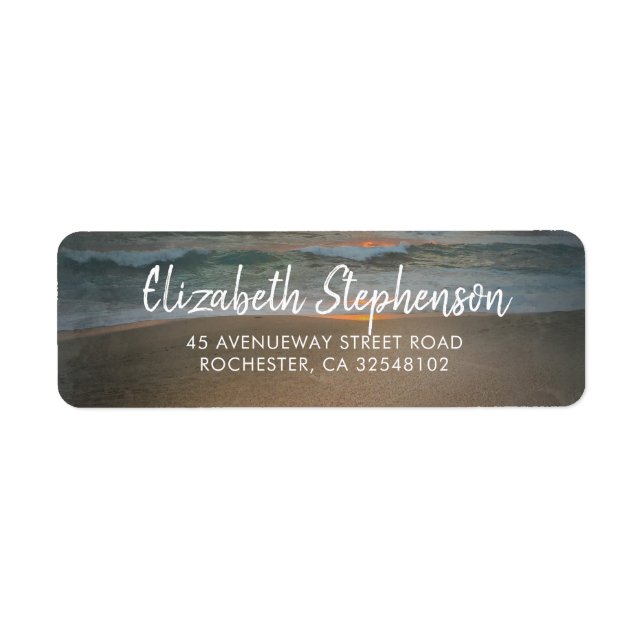 Beach Sunset Wedding Return Address Label (Front)