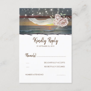 Beach Sunset Wedding RSVP Card