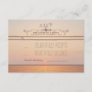 beach sunset wedding RSVP card