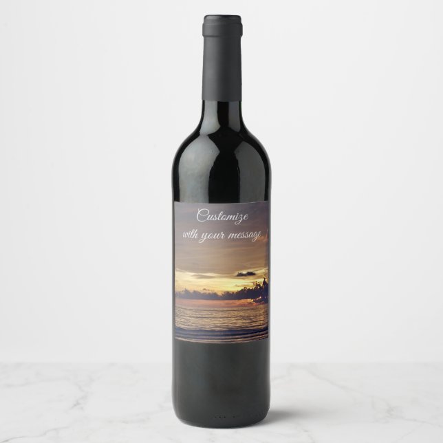 Beach Sunset Wine Label (Front)