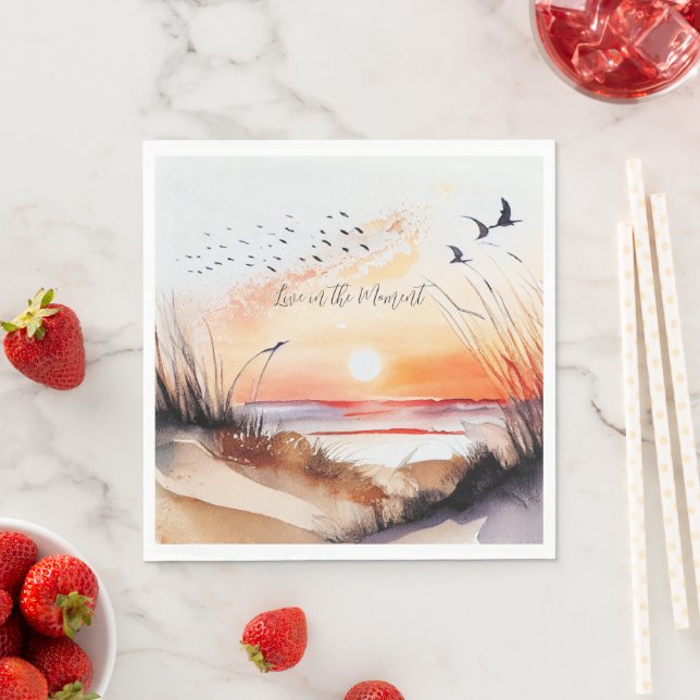 Beach Sunset with Birds Napkin (Insitu)
