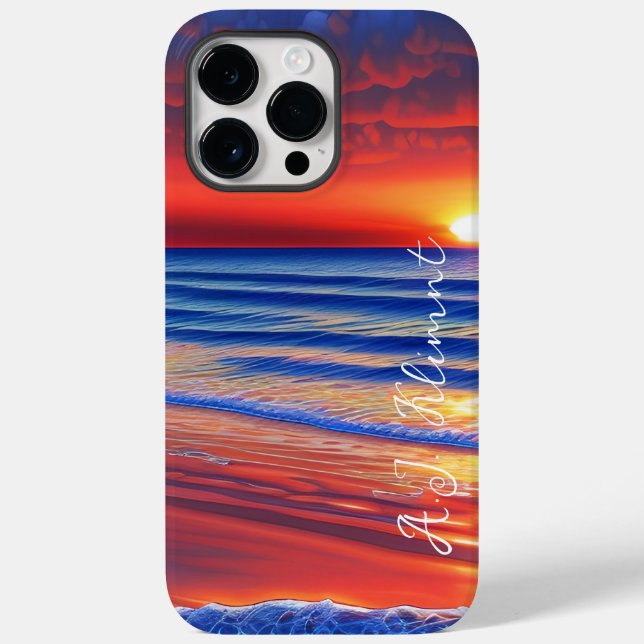 Beach Sunset with Personalised Name Case-Mate iPhone Case (Back)