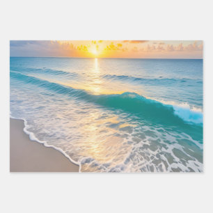 Beach Sunset Wrapping Paper Sheet