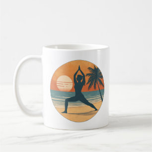 Beach Sunset Yoga Silhouette   Coastal Yogi Life Coffee Mug