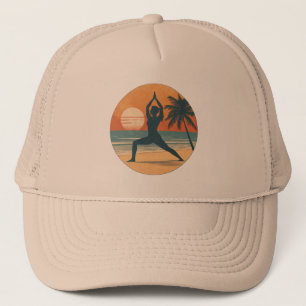 Beach Sunset Yoga Silhouette Coastal Yogi Life Trucker Hat