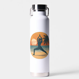 Beach Sunset Yoga Silhouette   Coastal Yogi Life Water Bottle
