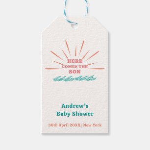 Beach Sunshine Here Comes The Son Baby Shower Gift Tags