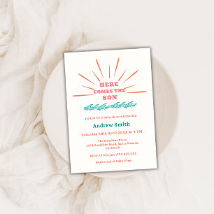 Beach Sunshine Here Comes The Son Baby Shower  Invitation