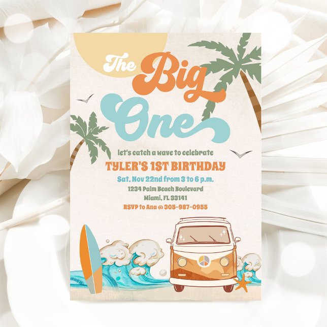 Beach Surf 1st Birthday Invitation (Creator Uploaded)