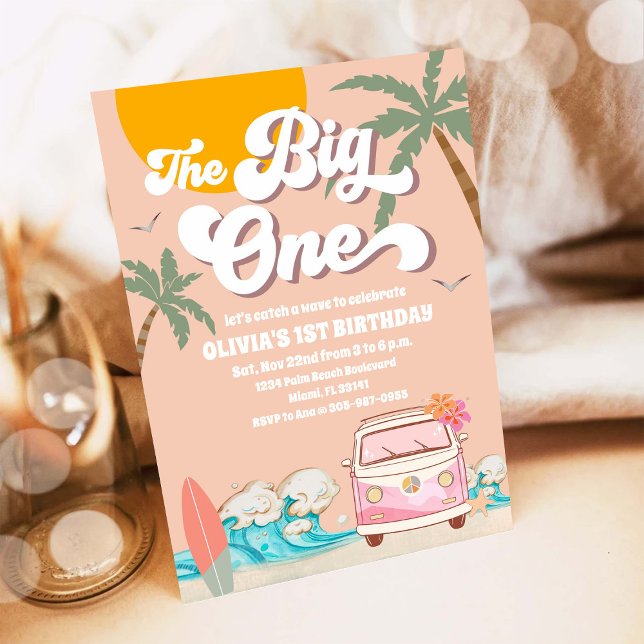 Beach Surf 1st Birthday Invitation (Creator Uploaded)