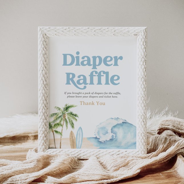 Beach Surf Baby Shower Diaper Raffle Sign (Creator Uploaded)