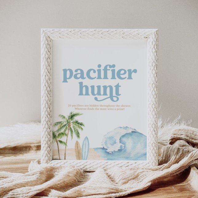 Beach Surf Baby Shower Pacifier Hunt Sign (Creator Uploaded)