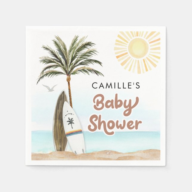 Beach Surf Baby Shower Paper Napkin (Front)