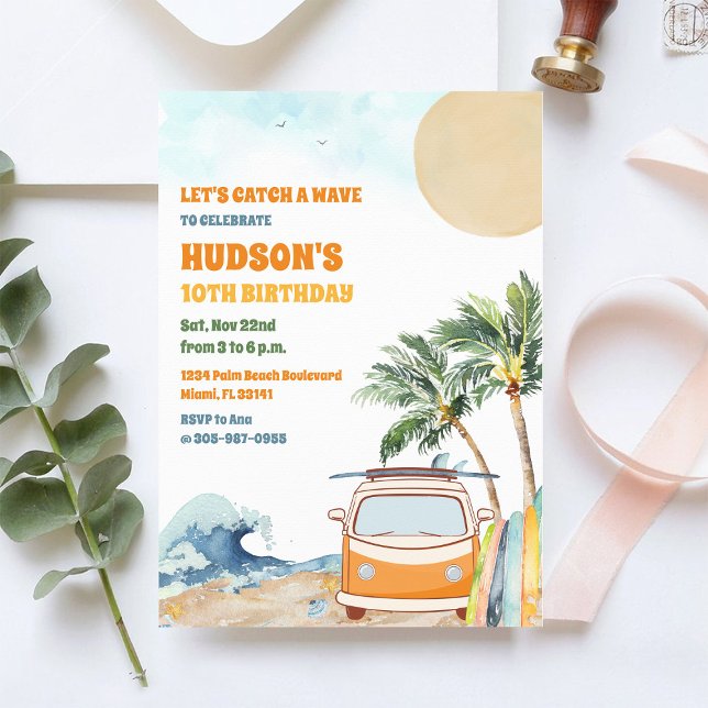 Beach Surf Birthday Party Invitation (Creator Uploaded)