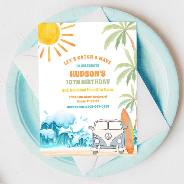 Beach Surf Birthday Party Invitation (Creator Uploaded)