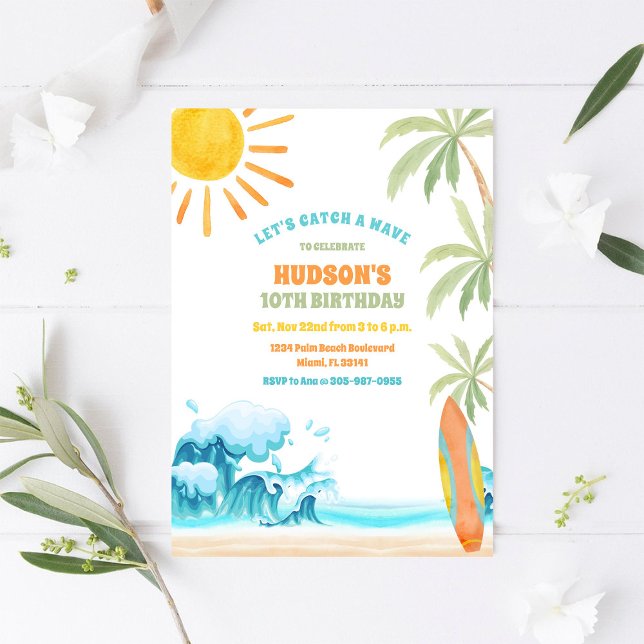 Beach Surf Birthday Party Invitation (Creator Uploaded)