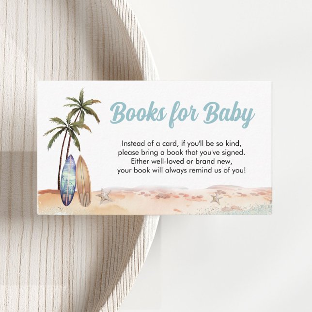 Beach Surf Boards Books For Baby Shower Enclosure Card (Creator Uploaded)